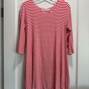 Fighting Eel Red and White Striped Dress
